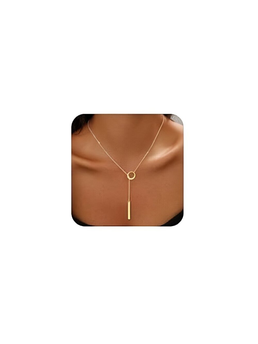 Long Gold Necklace for Women Trendy, Dainty Layered Lariat Necklace 14k Gold